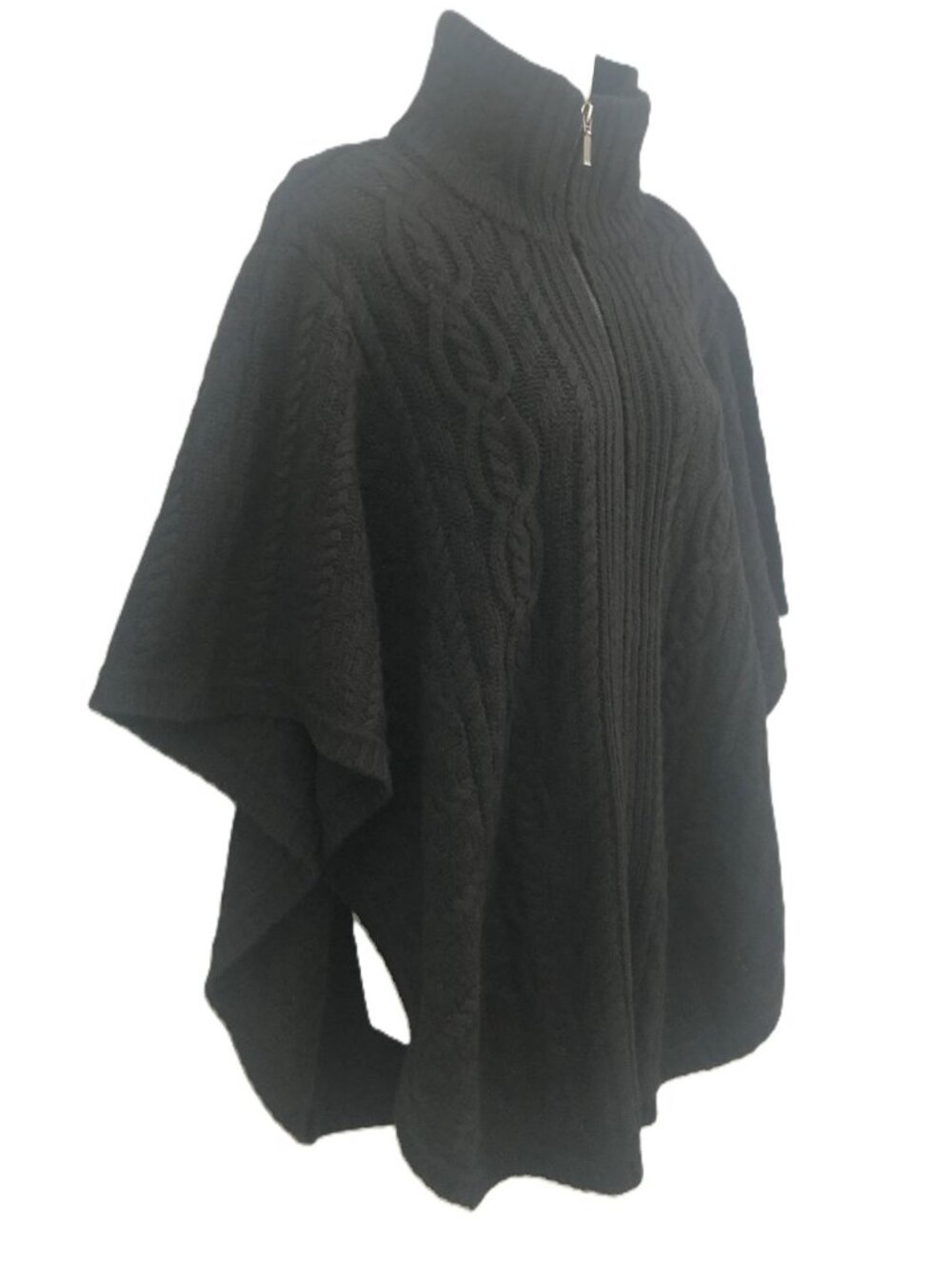 The Cashmere Project Cableknit Poncho Zipper Front M/L